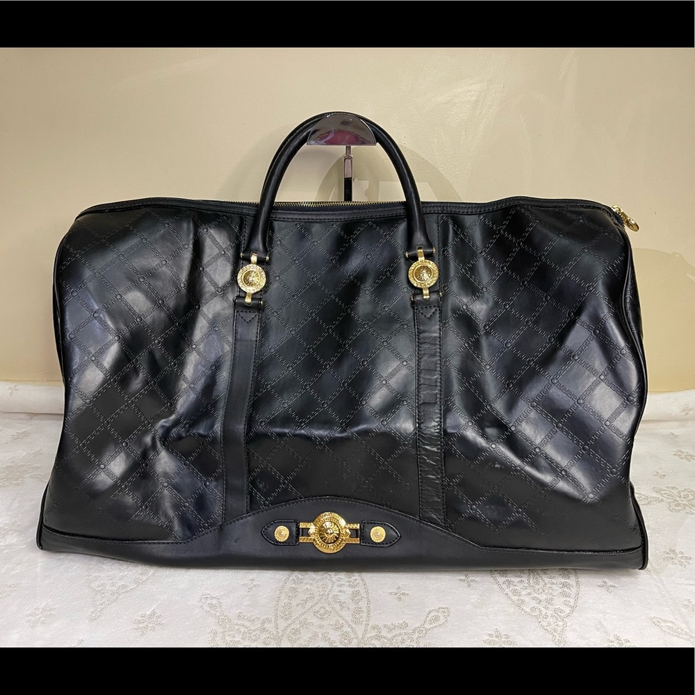 Versace Black Travel Bag with Gold Accents